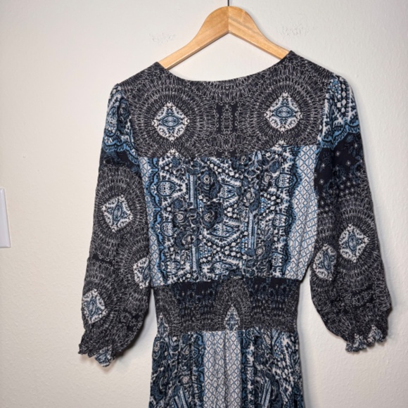 Free People Mexicali Rose Maxi Dress Women's LG Multicolor Boho Smocked - Picture 6 of 6